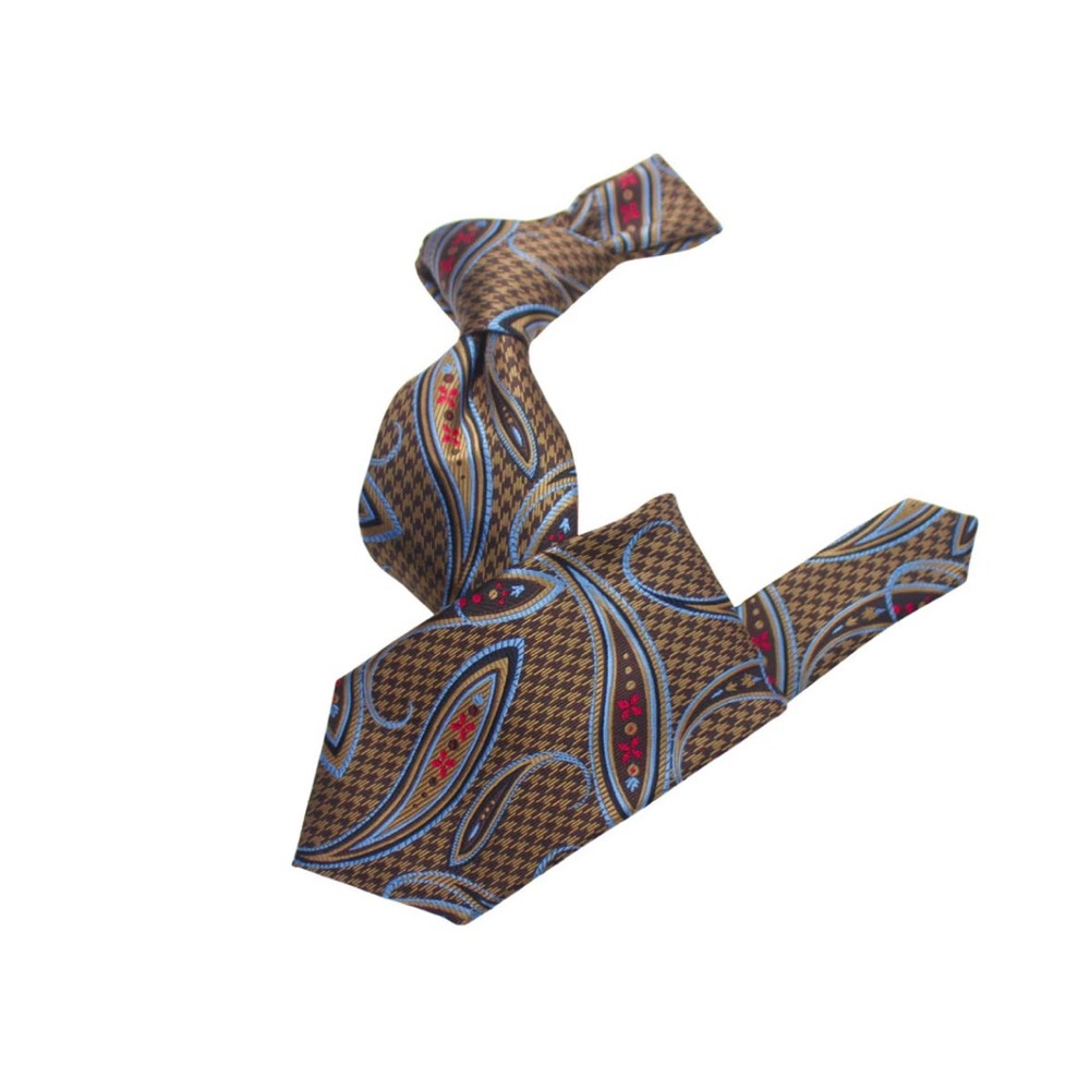Elegant Paisley Men's Tie in Brown and Blue - Picture 1 of 2